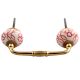Red Leaf Floral Ceramic Bridge Handle